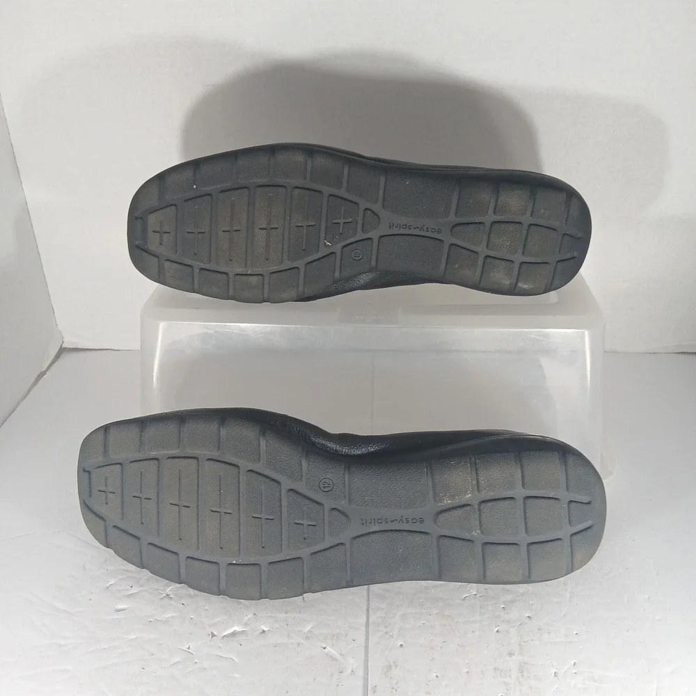 Easy Spirit Abide 8 Loafers 12W Black Leather Flats Comfort Office Classic